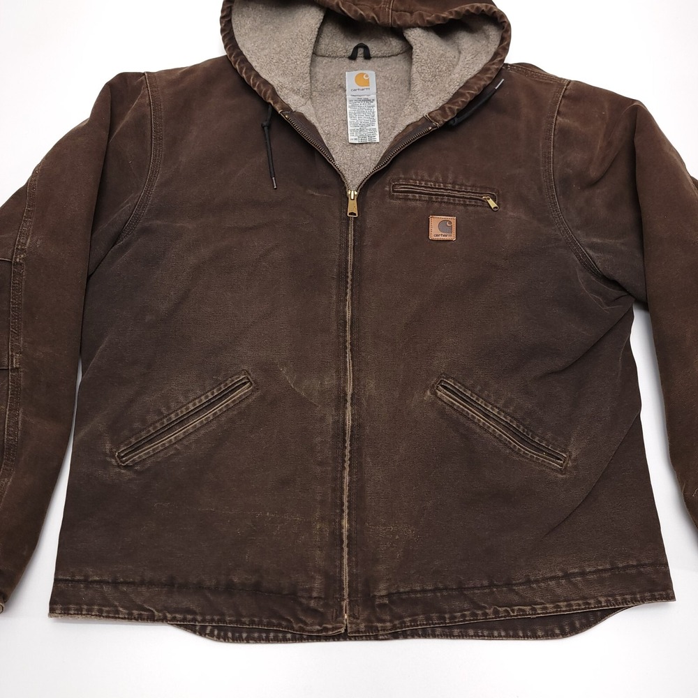 Vintage Carhartt Jacket J141 DKB Mens XL Sherpa Lined Coat Sandstone Brown Y2K - Picture 2 of 9